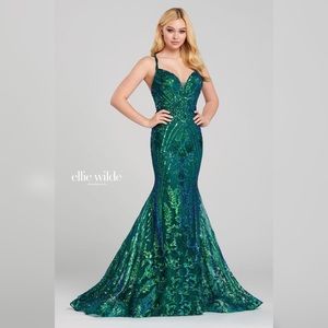 Ellie Wilde Emerald Green Prom Dress